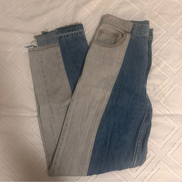 Urban Outfitters BDG High Waisted Straight Leg Two-Tone Block Jean - Picture 3 of 5
